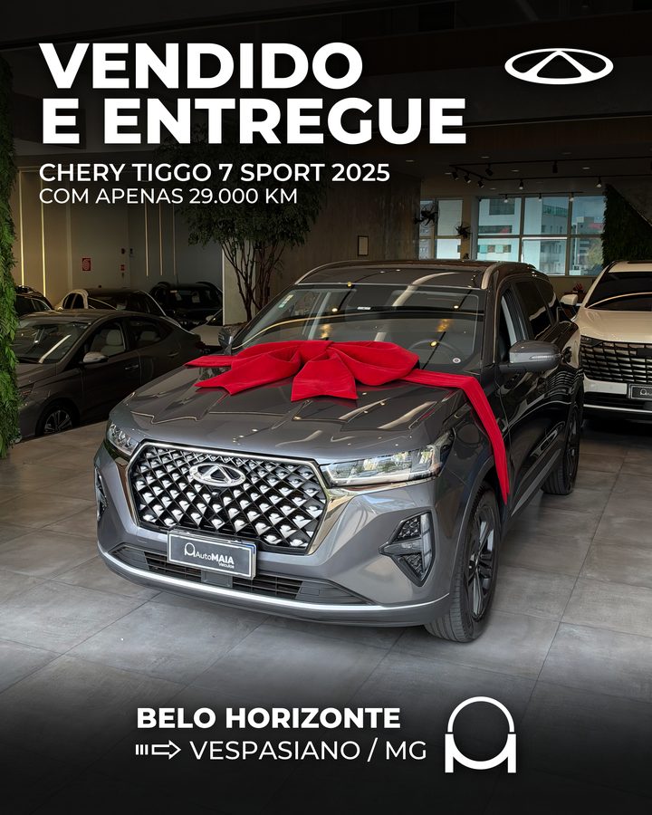 Vendido e entregue: CHERY TIGGO 7 SPORT 2025 COM APENAS 29.000 KM, Vespasiano/MG