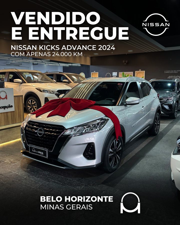 Vendido e entregue: NISSAN KICKS ADVANCE 2024 COM APENAS 24.000 KM, Belo Horizonte/MG