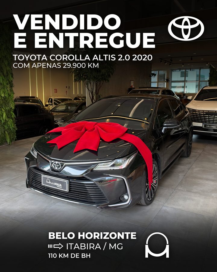 Vendido e entregue: TOYOTA COROLLA ALTIS 2.0 2020 COM APENAS 29.900 KM, Itabira/MG